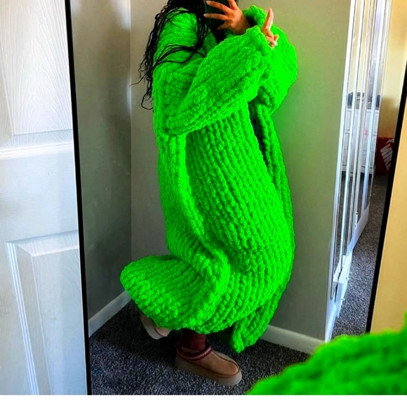 WARM KNIT UP Oversized Sweater Coat size XL.Bright Pink color.UNISEX - Picture 6 of 6